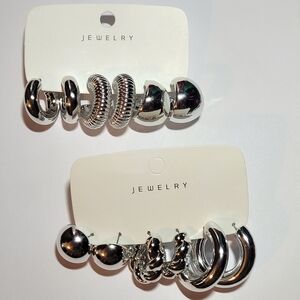 Silver Hoop and Stud Earring Set